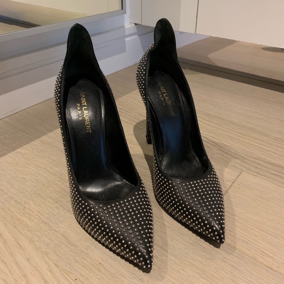 Saint Laurent Leather Studded Pumps - Picture 1 of 6